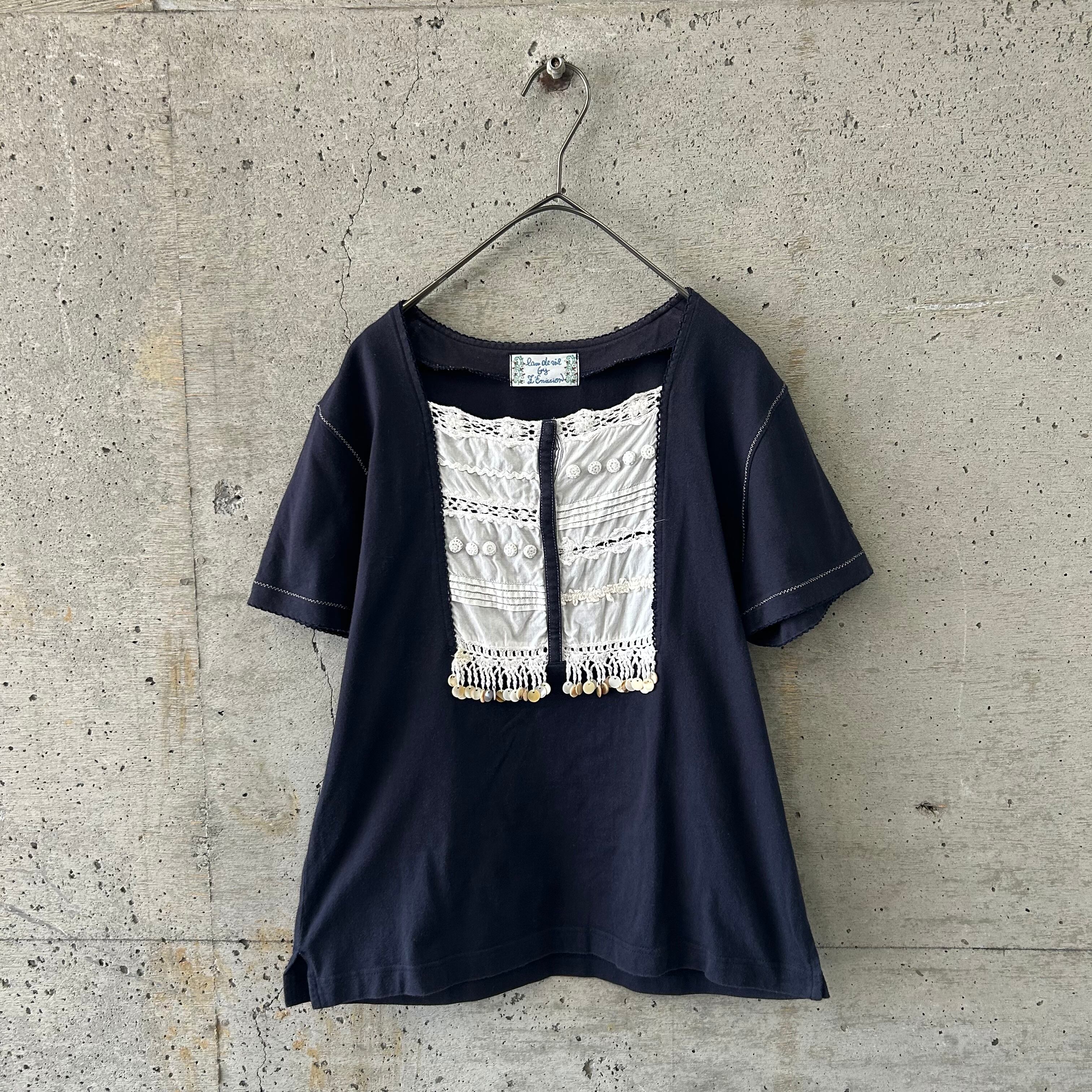 Shell beaded lace shirt