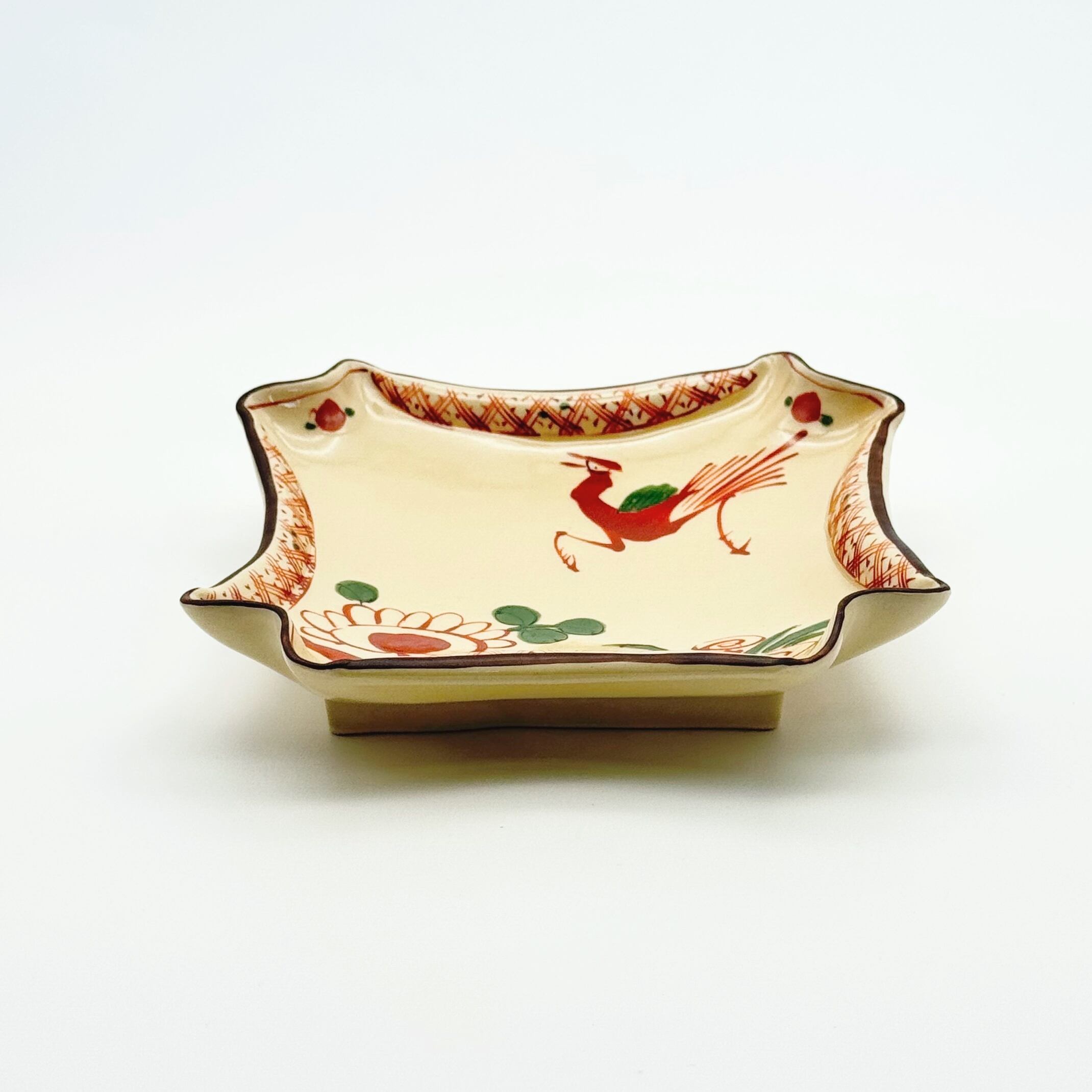 SALE】古赤絵花鳥絵 正角隅切皿 (アウトレット) | 24to3［西富陶磁器