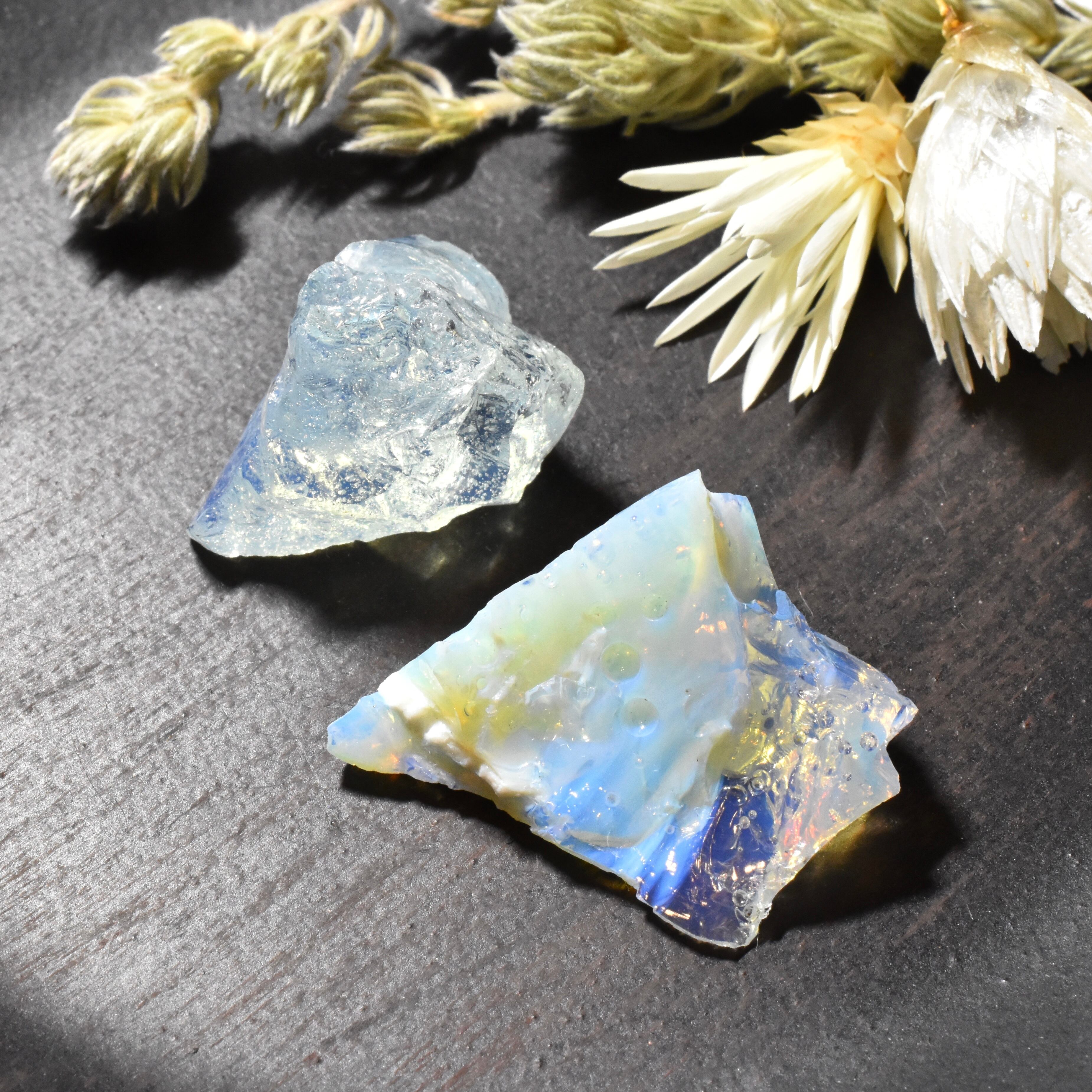 アンダラクリスタル5個セット，セレスタイト原石，アメジスト、水晶