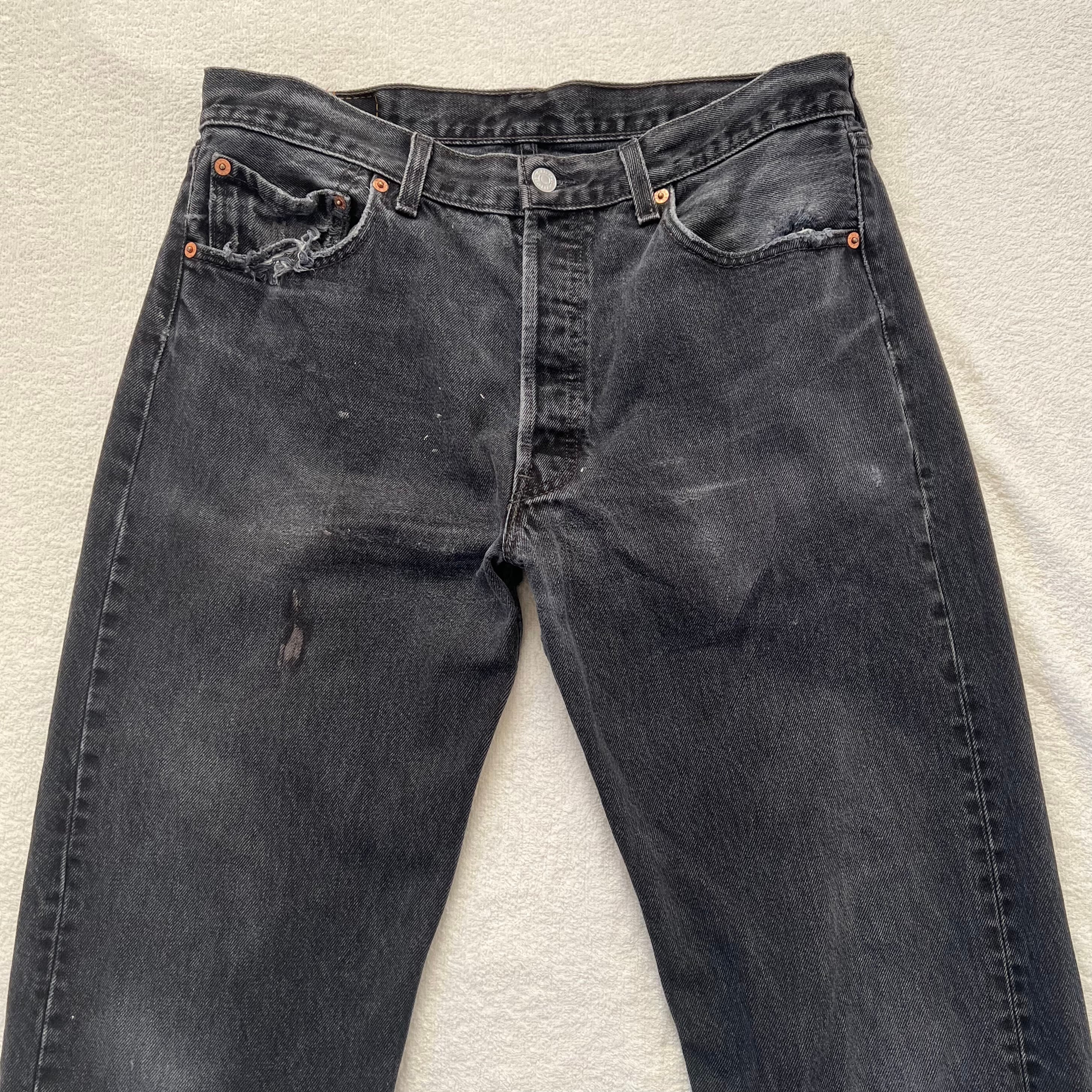 Levi's 501 USA製 W34 リーバイス ブラック デニム ダメージ