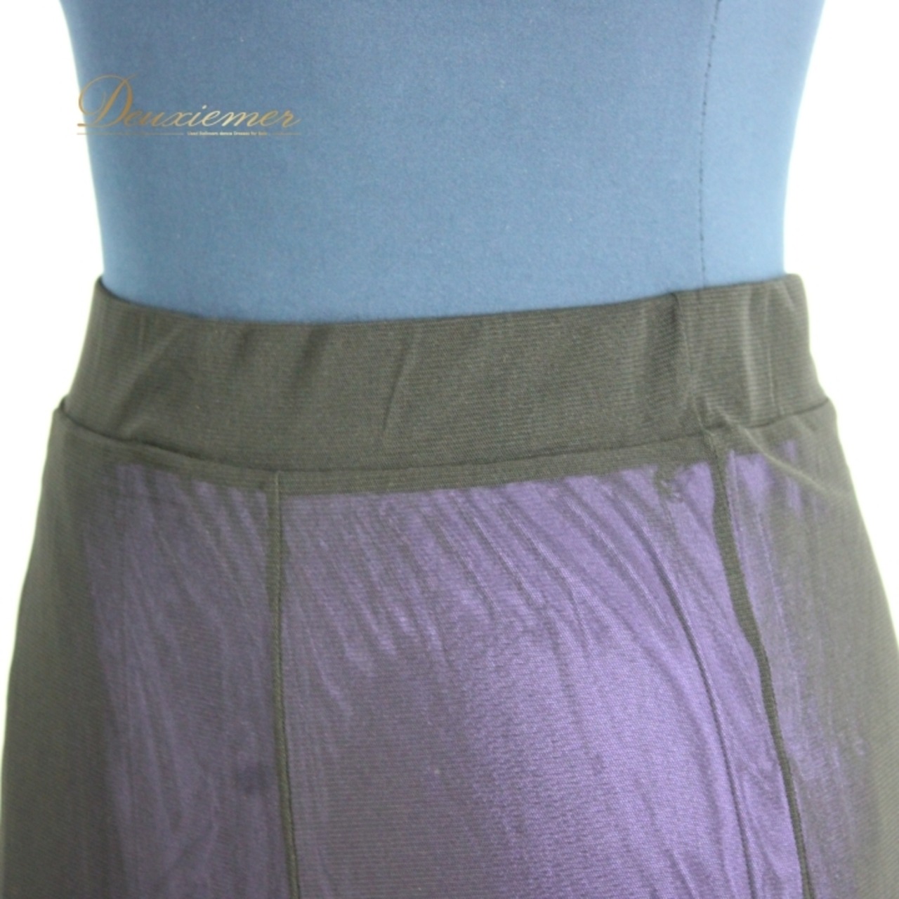 社交ダンス 衣装 スタンダード スカート レッスンウェア 女性用 レディース オールシーズン 黒 紫 ACROSS ブラック系 パープル系 レース スカート丈 約83cm ウエストゴム 伸縮性 ポリエステル 大人用 フォーマル 踊りやすい 軽量 おしゃれ