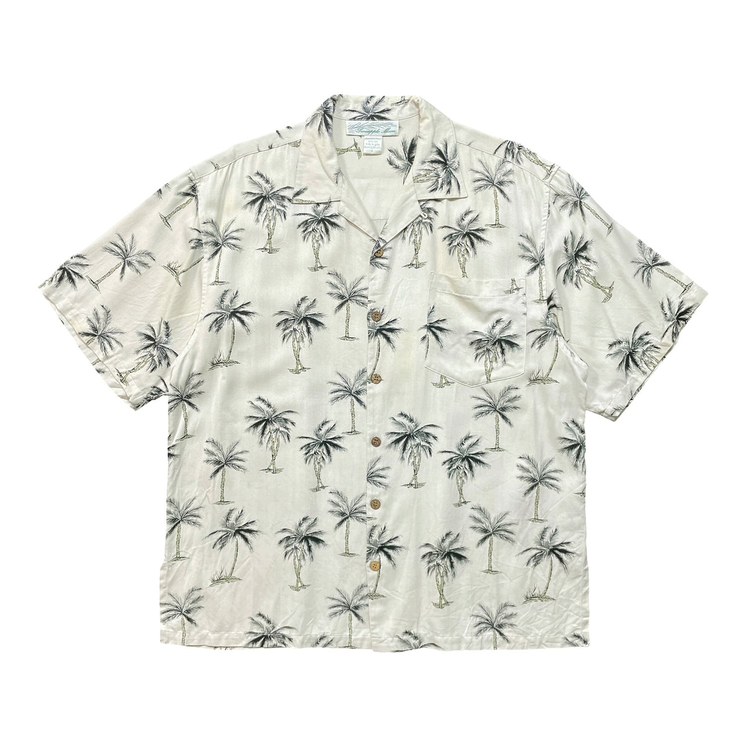 USA 古着 Pineapple Moon パイナップルムーン シルク 開襟 アロハ