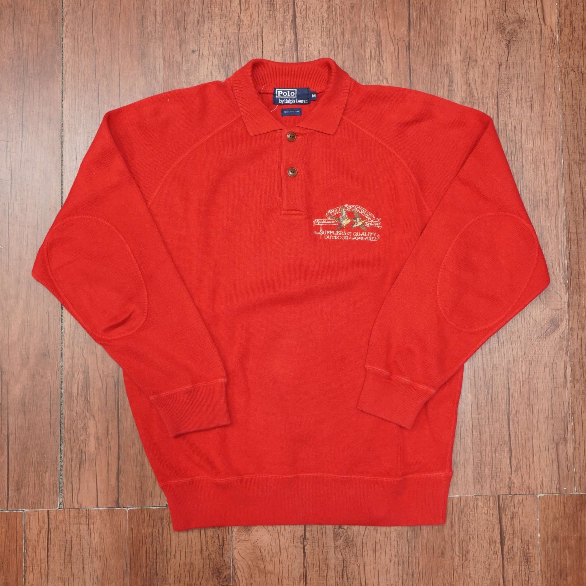 90s ralphlauren polosportsman ニット ポロ M/ラルフローレン