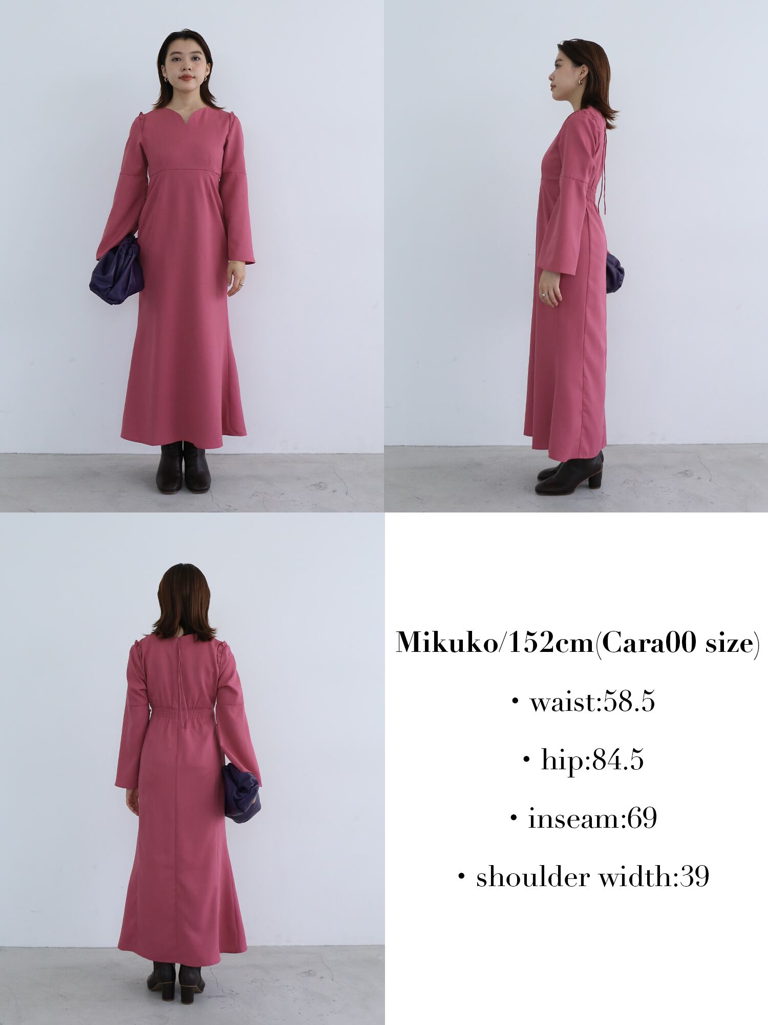 bell sleeve slit onepiece（rose） | Cara by Katrin TOKYO