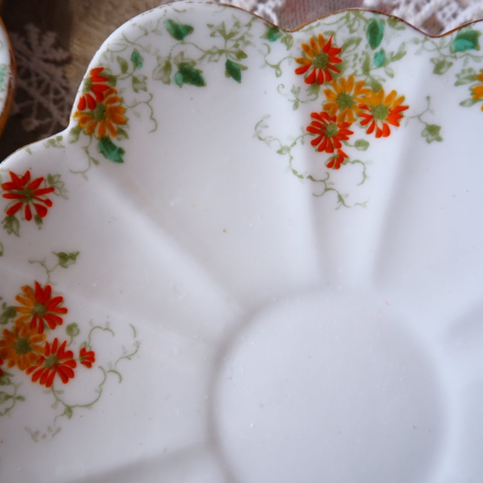 訳あり】英国Shelley（シェリー） オレンジ・デイジー柄 トリオC