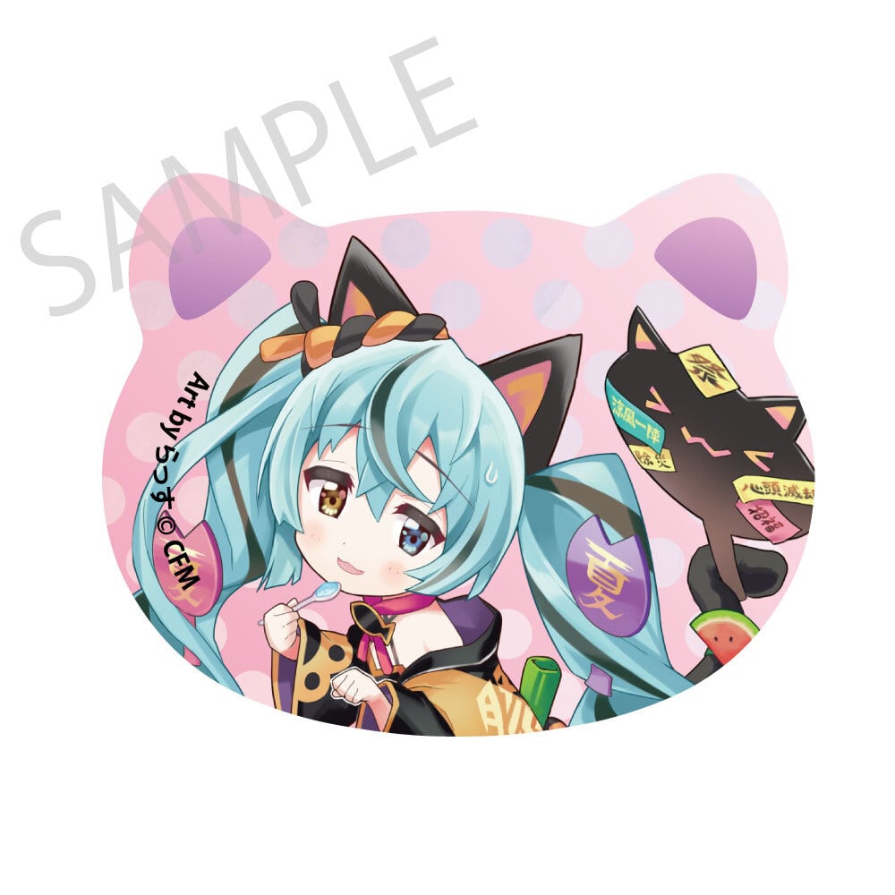「初音ミク×招き猫×真夏の熊谷」猫型缶バッジ