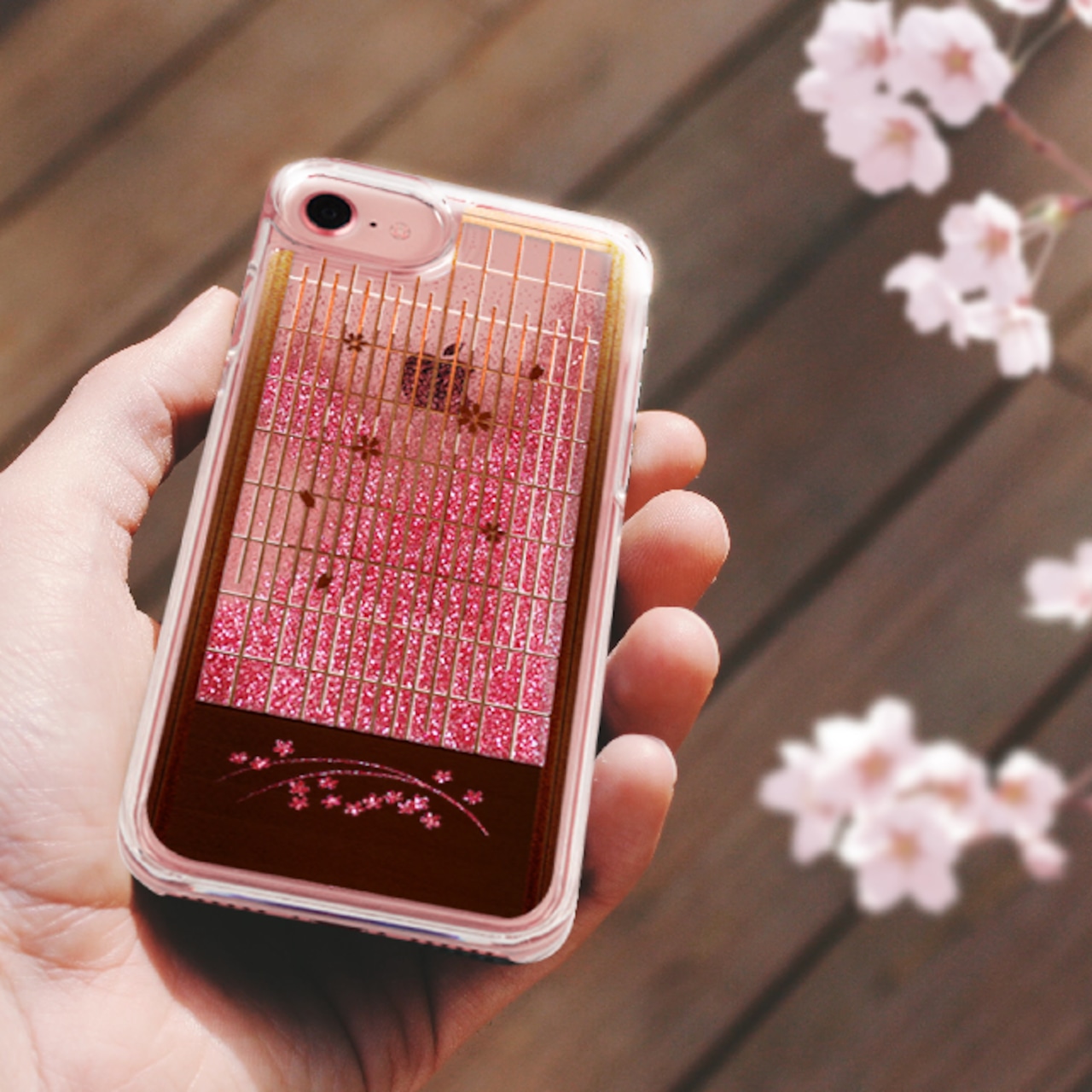 飾障子 桜編 iPhone グリッターケース