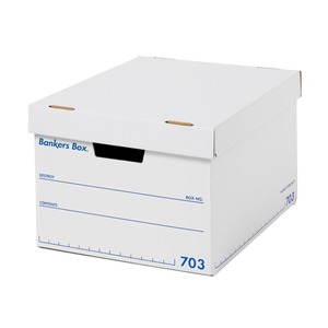 【在庫のみ】フェローズ バンカーズボックス 703S 白/青 3個1セット 収納ボックス Mサイズ ふた式 1006001