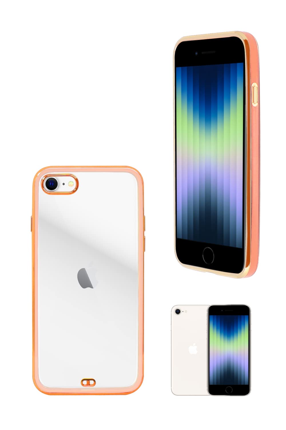シズカウィル iPhone SE 第3世代 / 8 / 7 用 クリアケース サイドメッキ加工 メッキ2 ピンク
