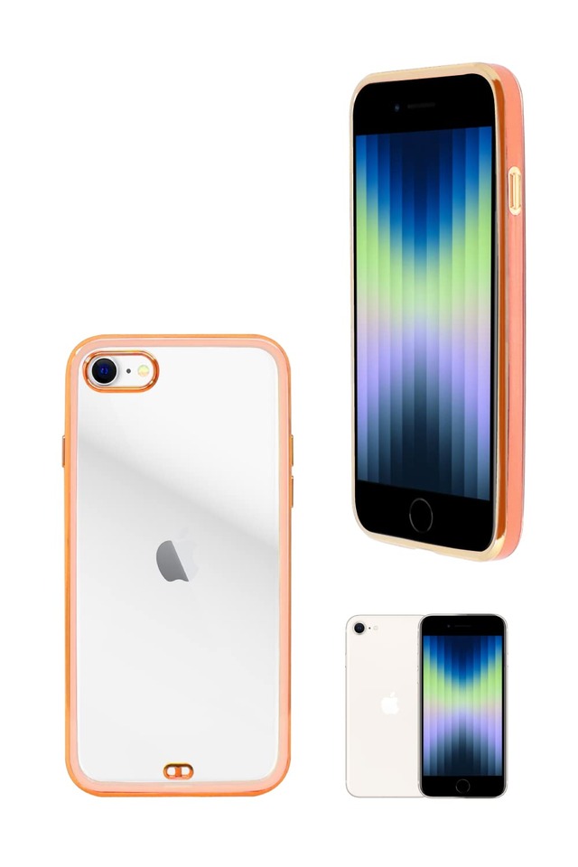 シズカウィル iPhone SE 第3世代 / 8 / 7 用 クリアケース サイドメッキ加工 メッキ2 ピンク
