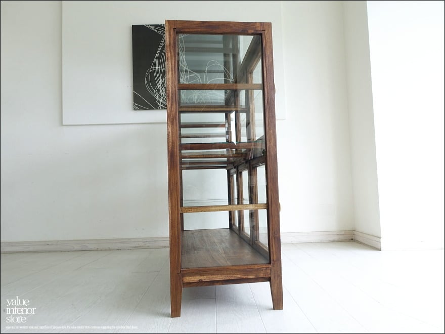 トヨタ様 ご注文商品 」チーク無垢材 ガラスパンケース6枚扉Med120