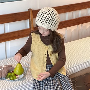 秋編みレースニットベスト