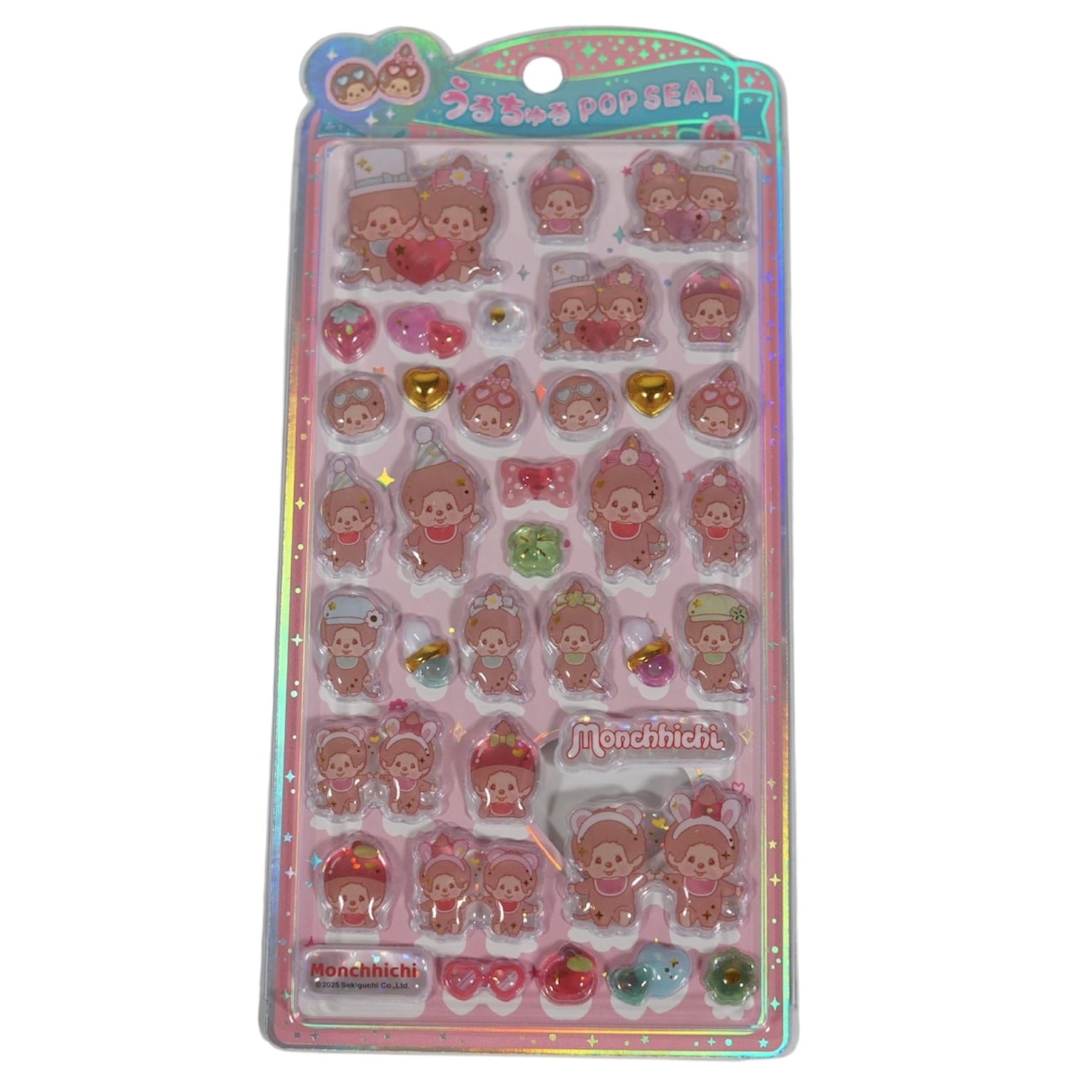 うるちゅる ポップシール モンチッチ ピンク ぷっくり 立体 スマホデコ