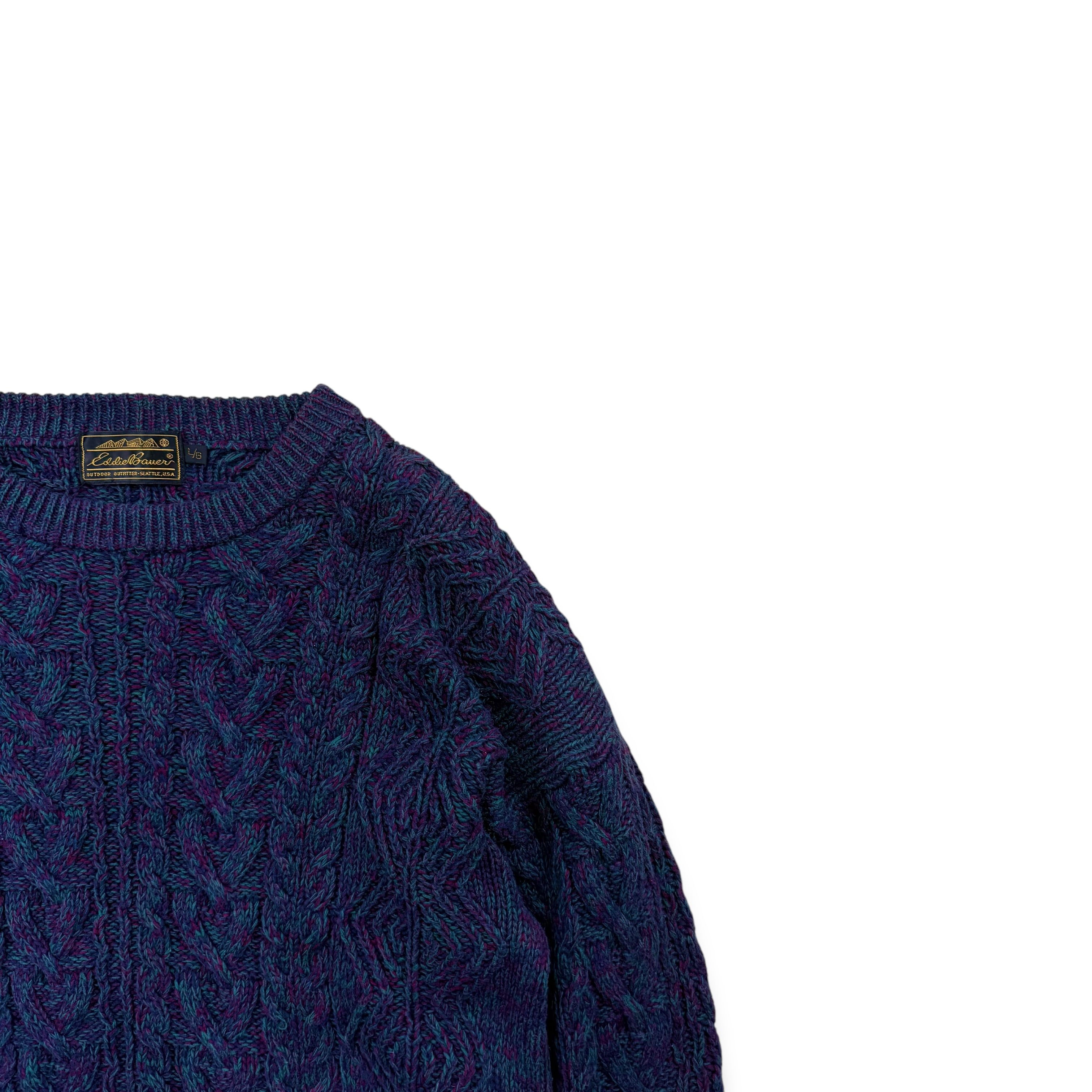 90s Eddie Bauer Cable Melange Cotton Knit Sweater | MARKET