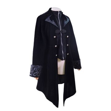 之】☆ロングコート☆ブラック 刺繍 チャイナ風 厚いコート 中国