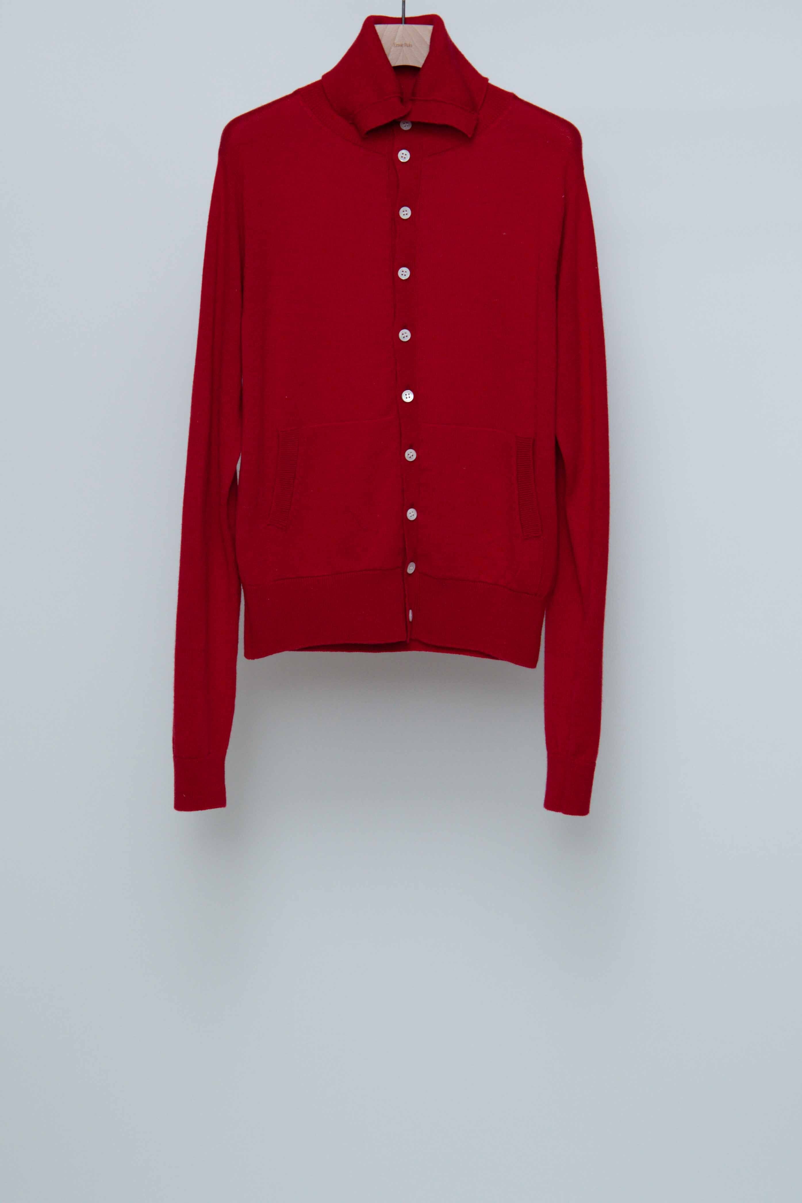 トップス Ernie Palo Sheer Rib Vneck Cardigan Red Ernie Palo Sheer Rib Vneck Cardigan Red