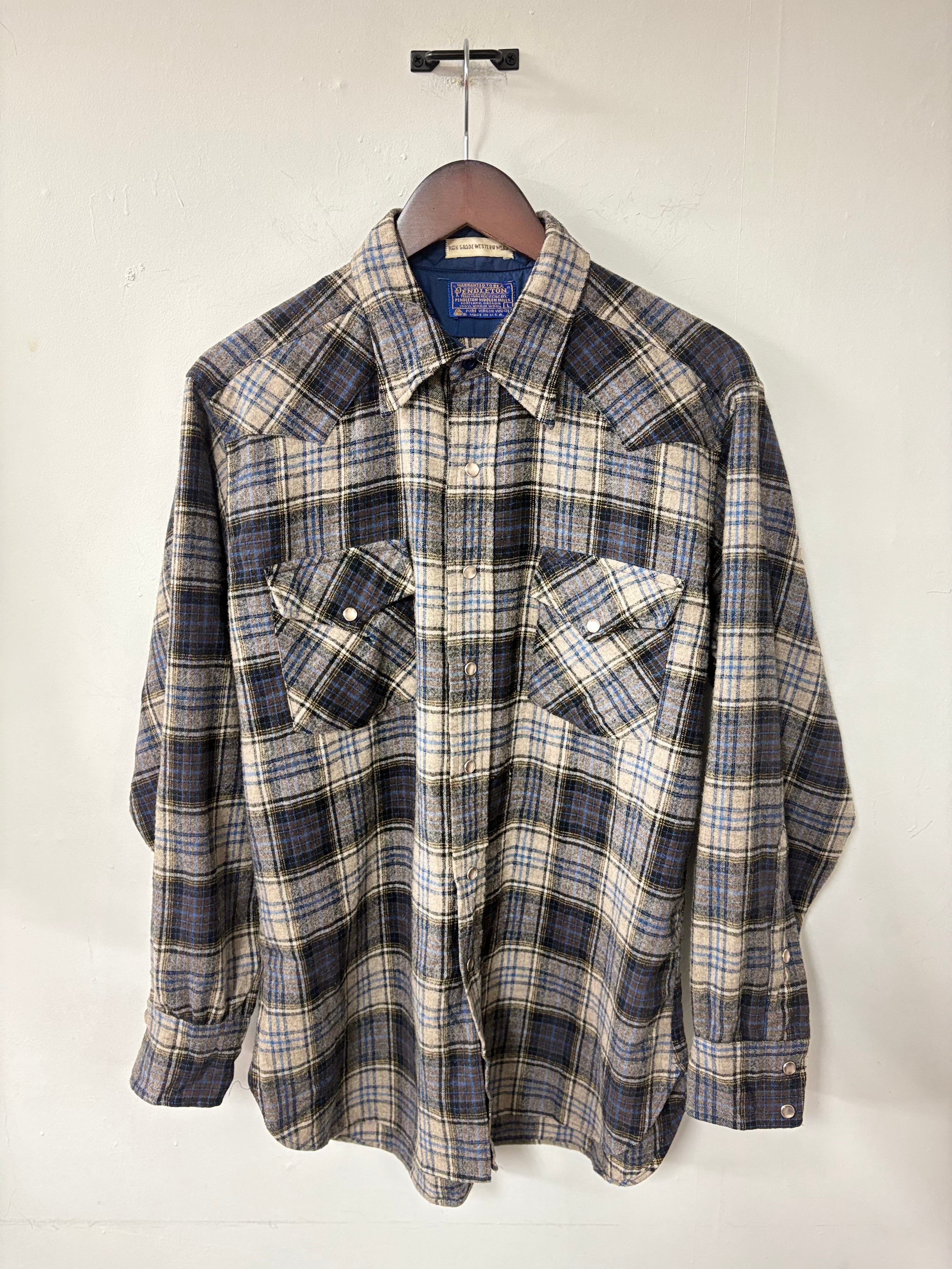 50's〜60's PENDLETON Ombre Check Wool Shirt | BORO MART