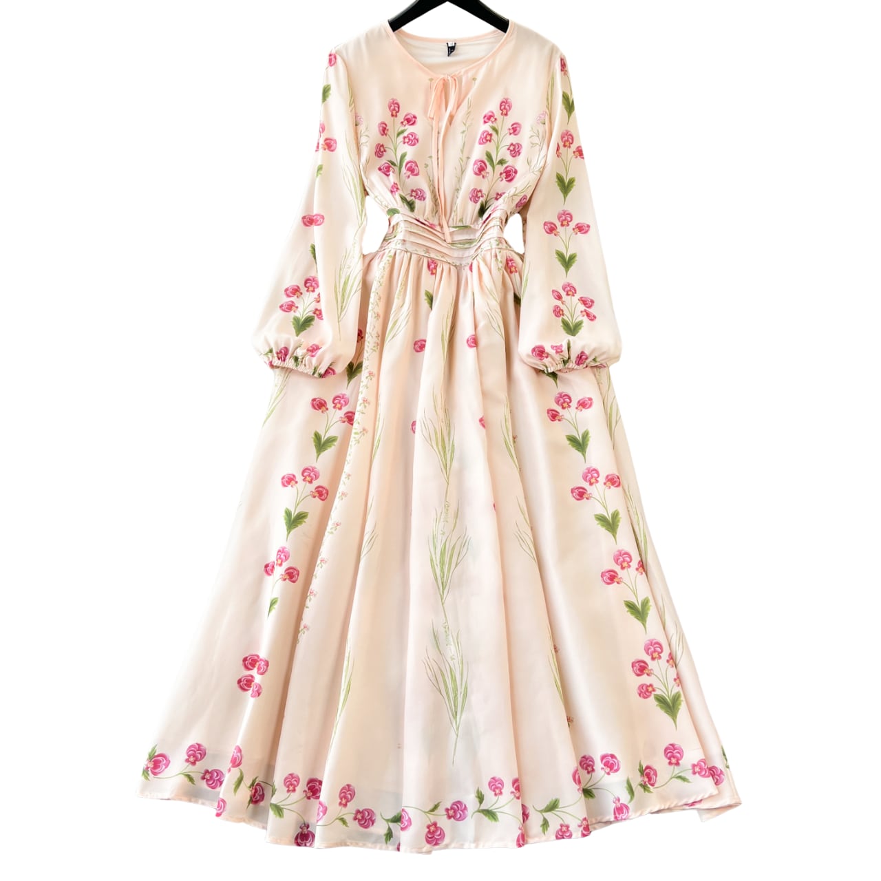 フラワーウエストギャザーワンピース L1766