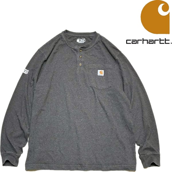 1点物◇カーハートCarhartt長袖ロンTヘンリーネックTシャツ古着Lメンズ