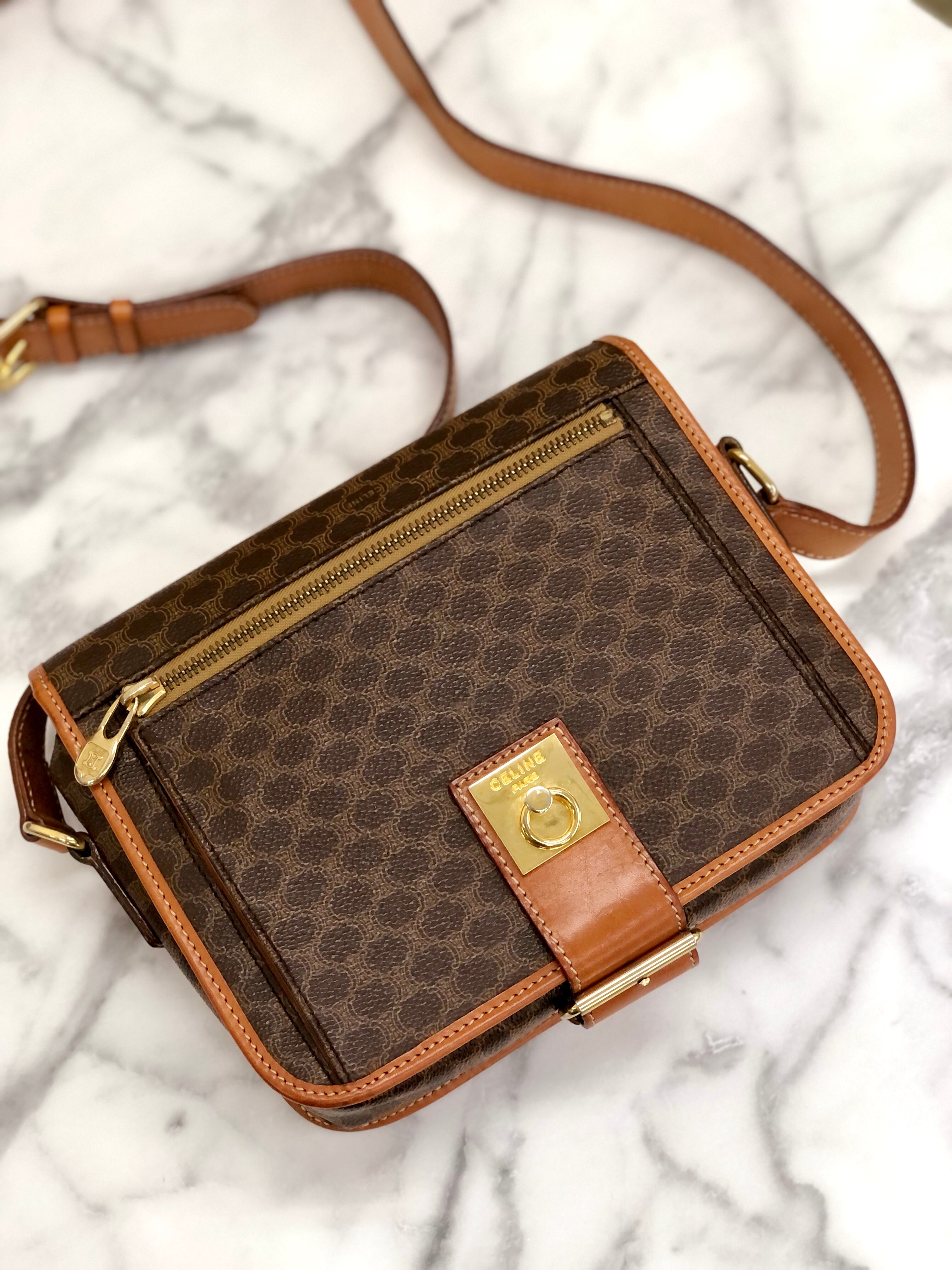 Directly shipped from Japan, brand name used packaging] CELINE Macadam  Gancini Front Zip Square Shoulder Bag Brown Vintage pwfngn - Shop  solo-vintage Messenger Bags & Sling Bags - Pinkoi