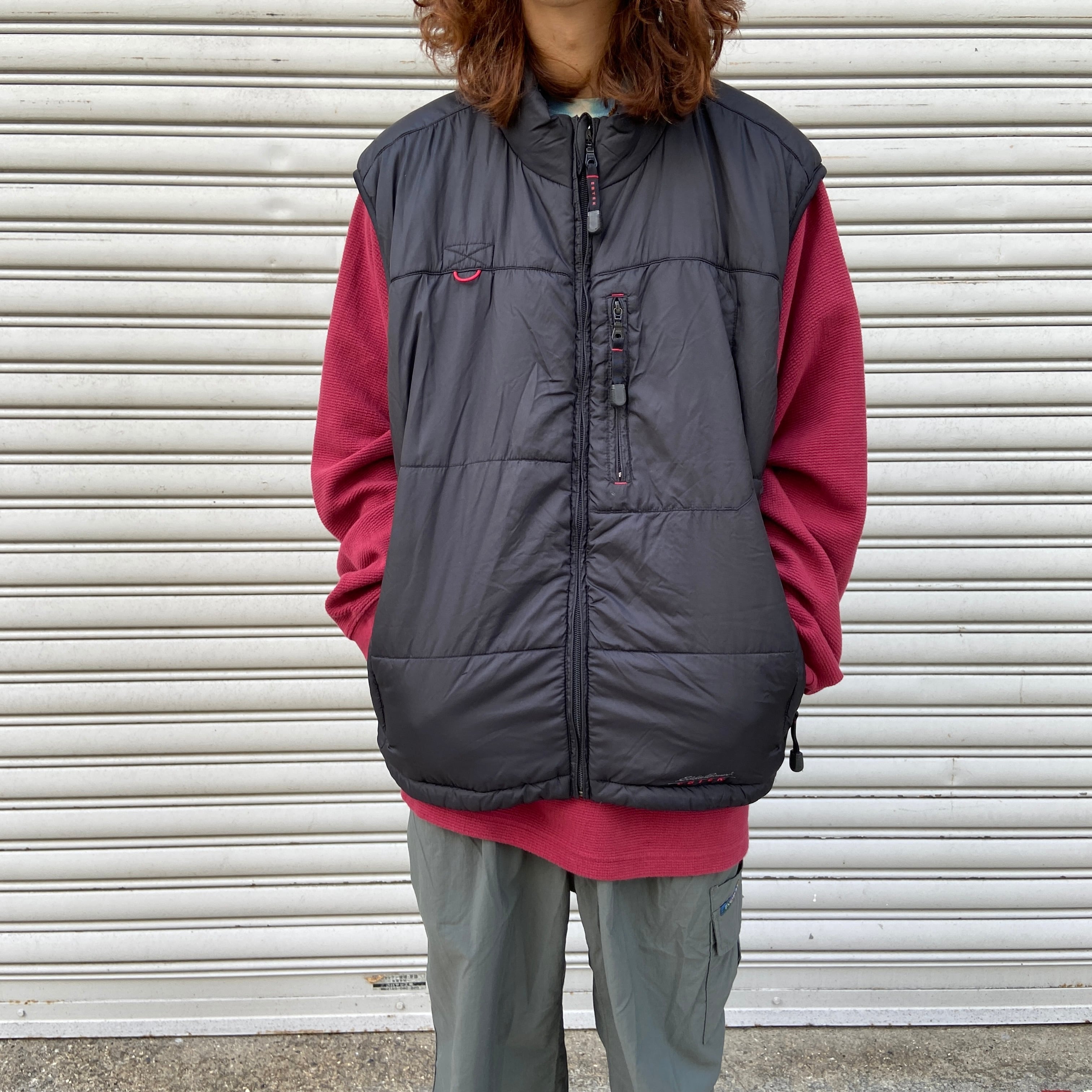 送料無料』eddie bauer EBTEK 中綿ベスト XL プリマロフト 黒 90s