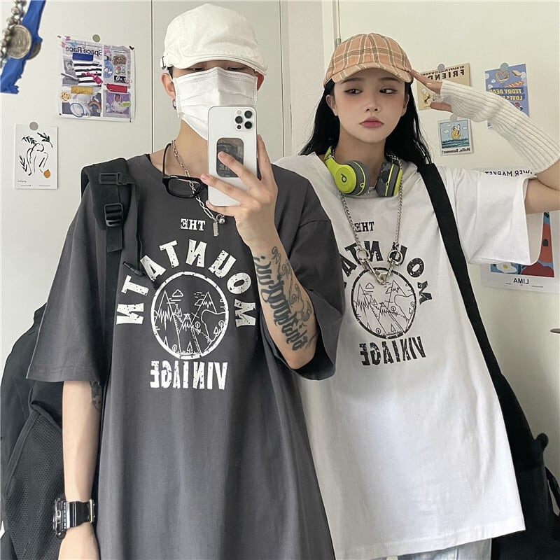 送料無料】KOREA スタイルプリントパターンルーズTシャツ カジュアル