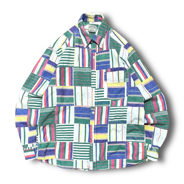 【Used】ストライプパッチワークシャツ