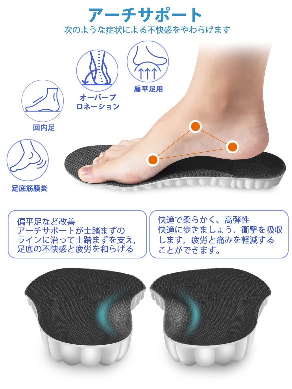 インソール 好ましい 衝撃吸収 中敷き 立ち仕事 アーチサポート XL 