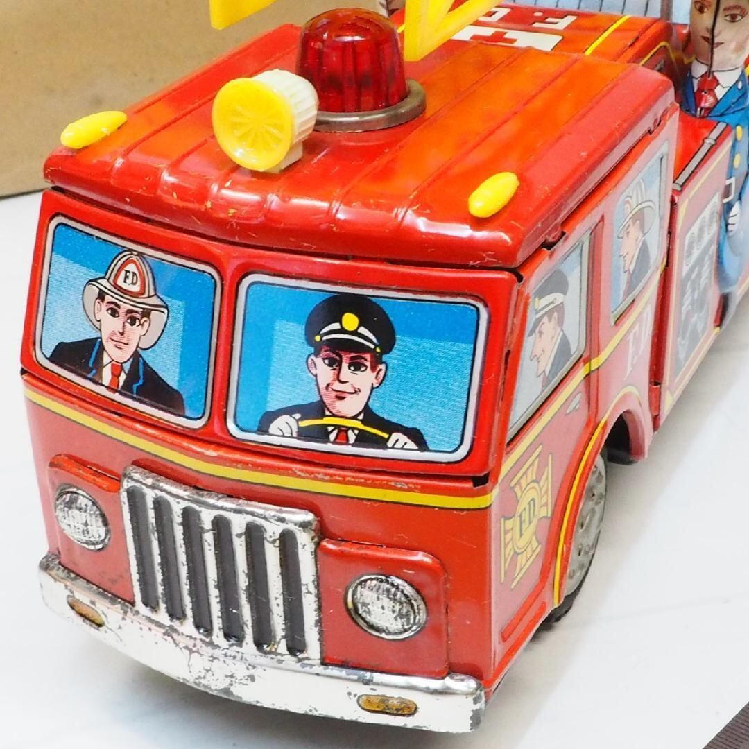 旭玩具【ファイヤーエンジン ハシゴ消防車】当時物ブリキ玩具 TIN TOY 箱付