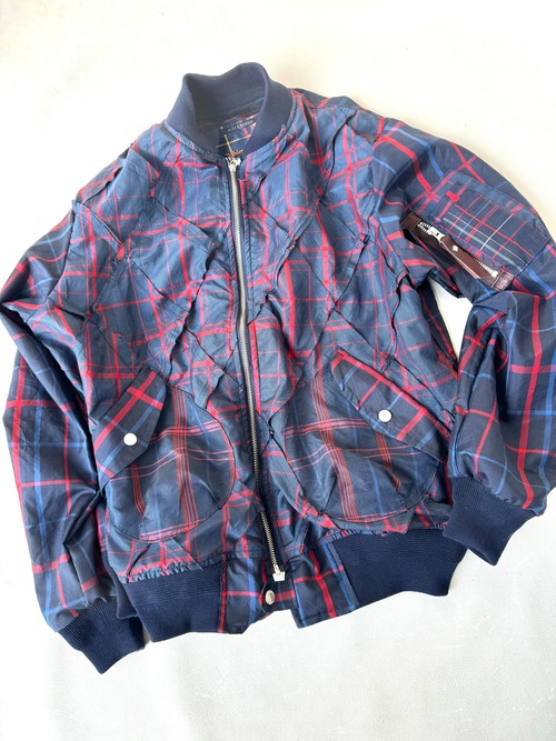 Oshima-Tsumugi Diamond patchwork MA-1type "A" size④