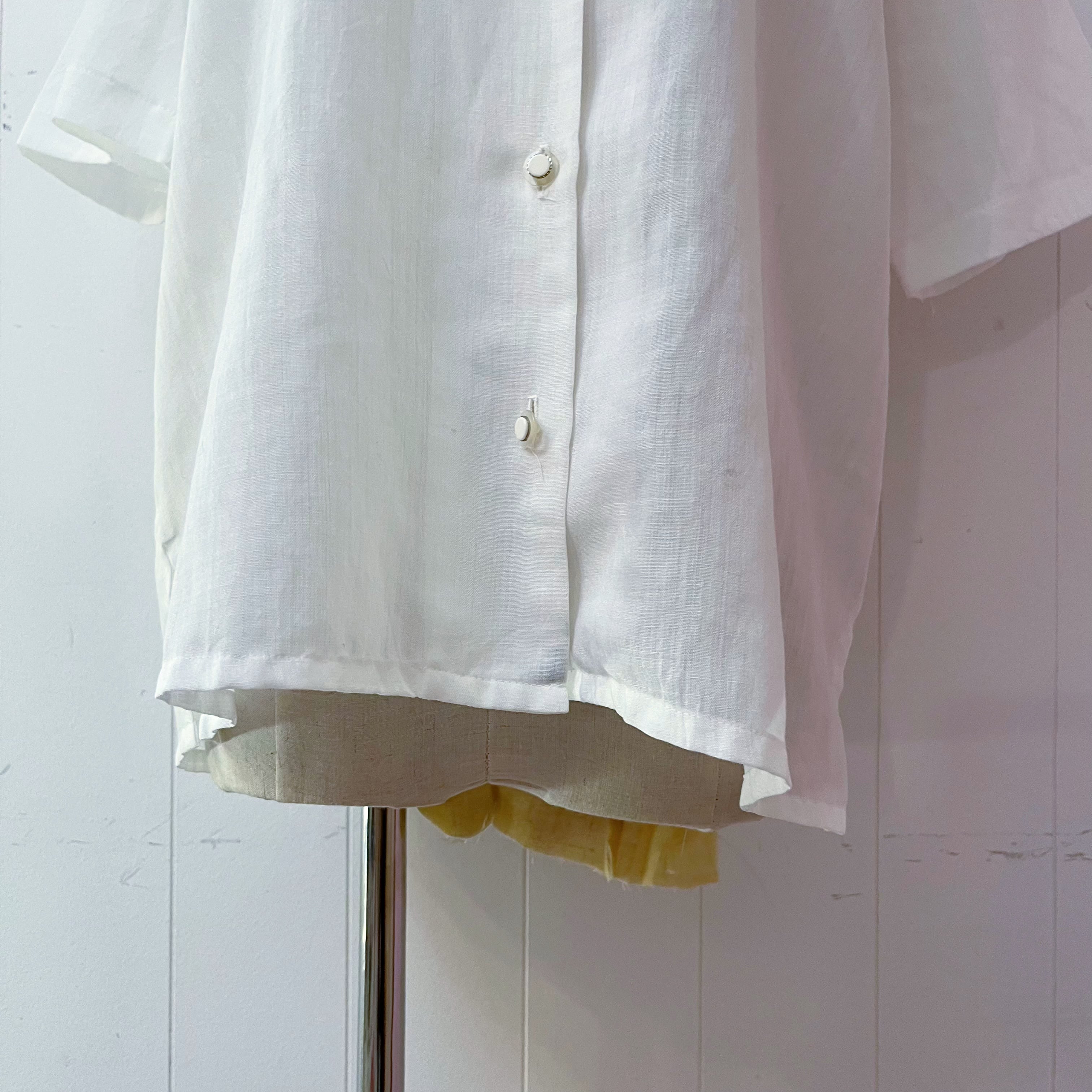 sheer plaid collar white blouse