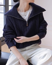 Half zip cable Knit T20335
