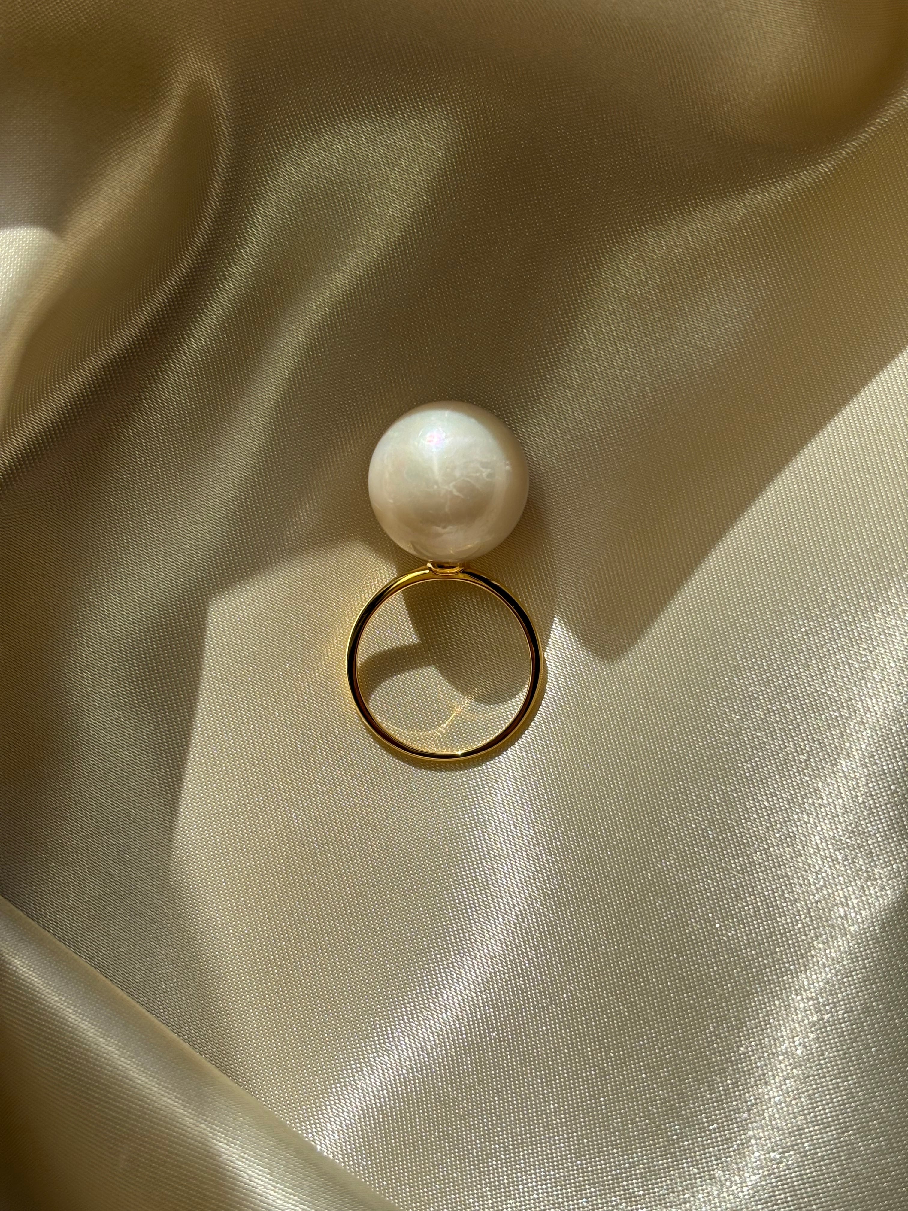 大粒　淡水パールリング　ロリポップリング　12号 大粒 淡水パールリング ロリポップリング 12号