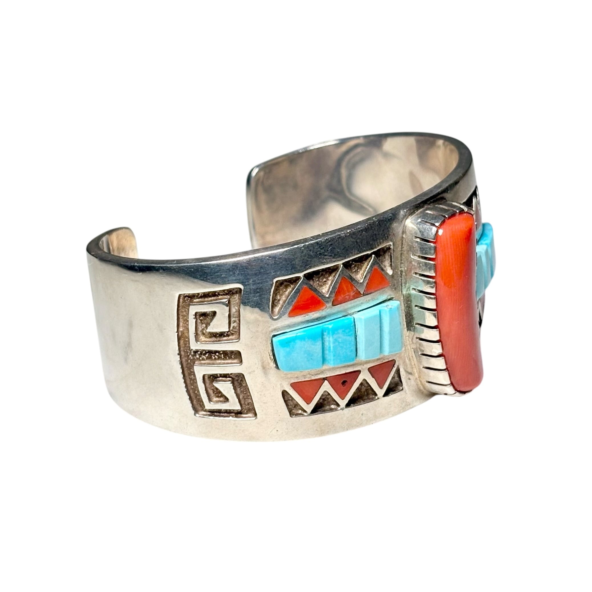 Navajo MICHAEL PERRY overlay & inlay silver bangle | NOIR ONLINE