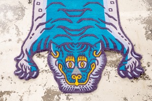 Tibetan Tiger Rug 《Mサイズ•ウール・オリジナル3・ミスティックターコイズ218》チベタンタイガーラグ