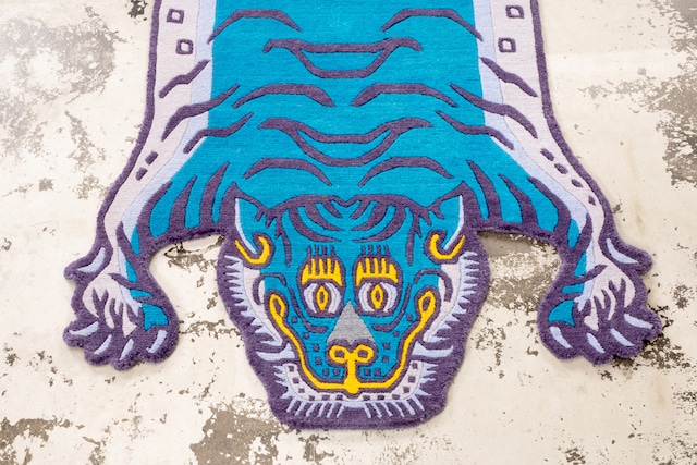 Tibetan Tiger Rug 《Mサイズ•ウール・オリジナル3・ミスティックターコイズ218》チベタンタイガーラグ