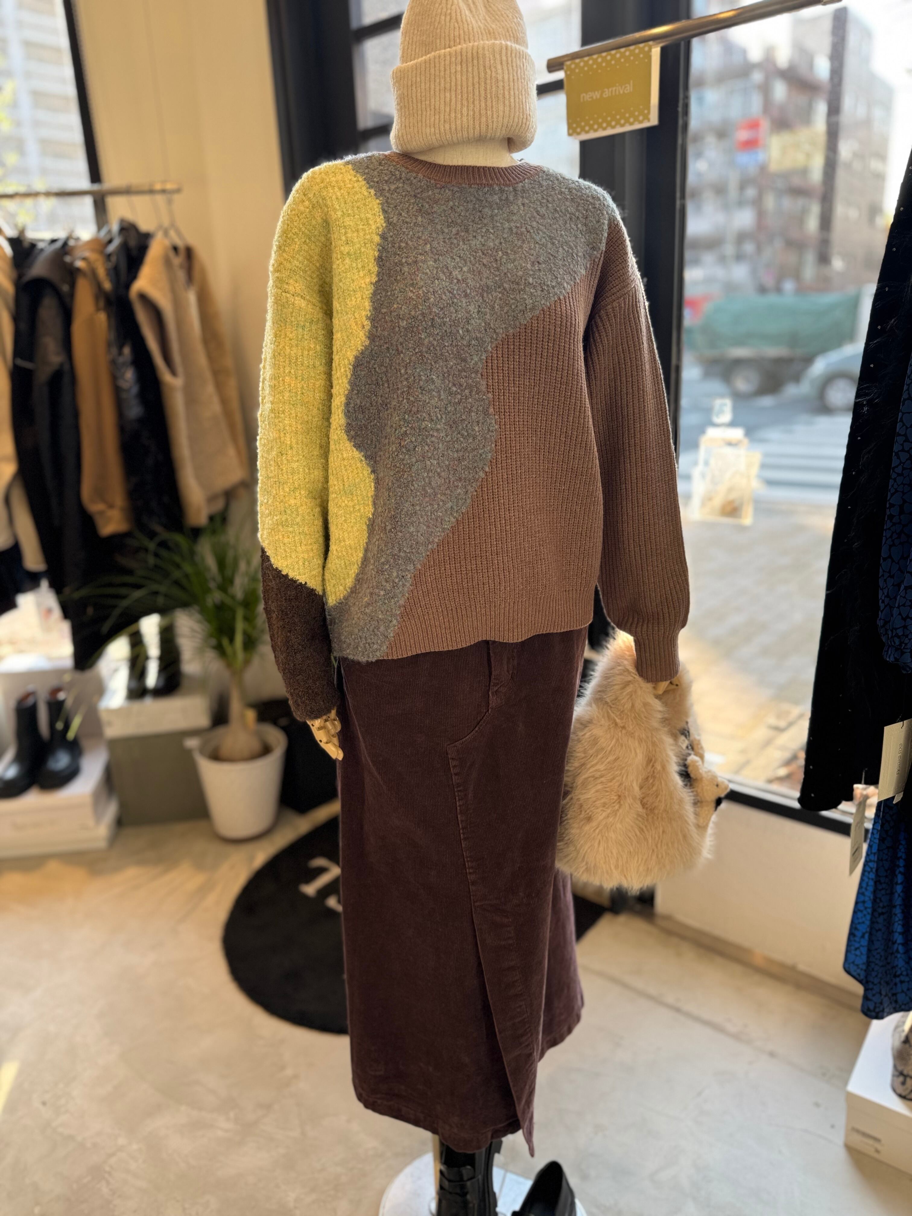 【SELECT】ランダムカラーブロックニット　29-0452