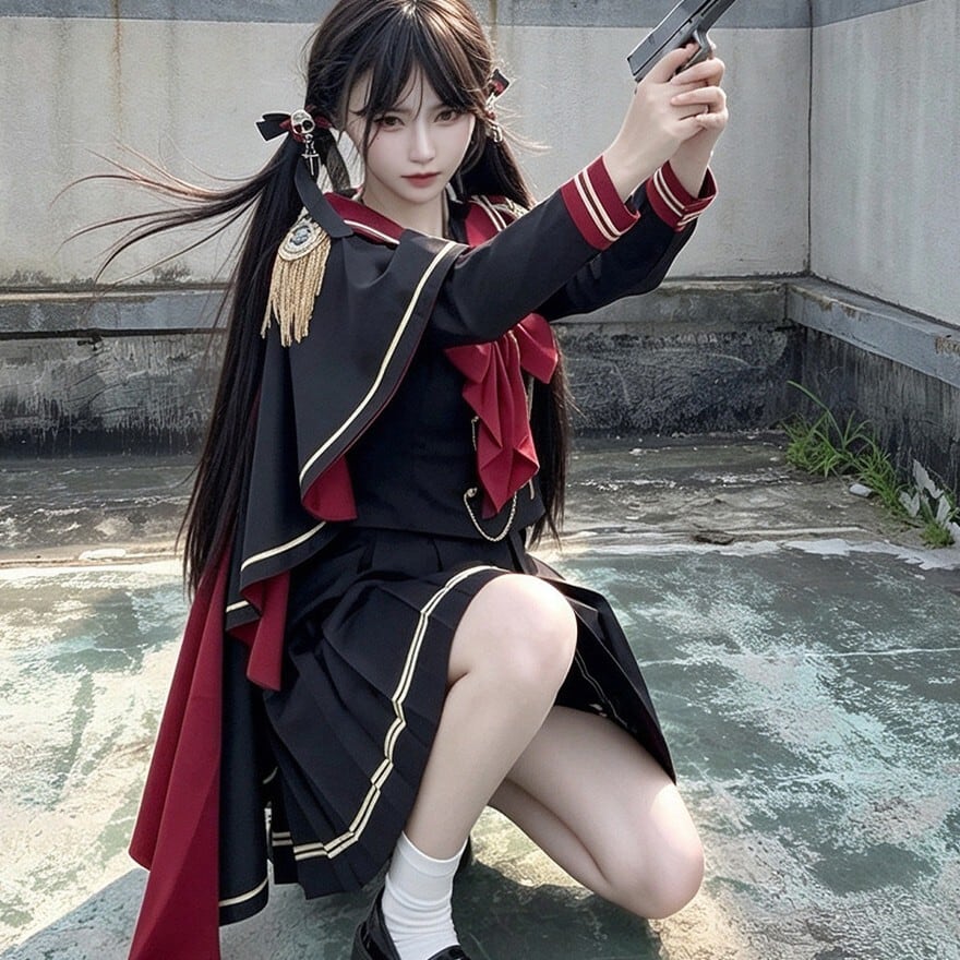 サブカル系制服セット 軍服風セーラー×プリーツ ライブ参戦 | サブカル