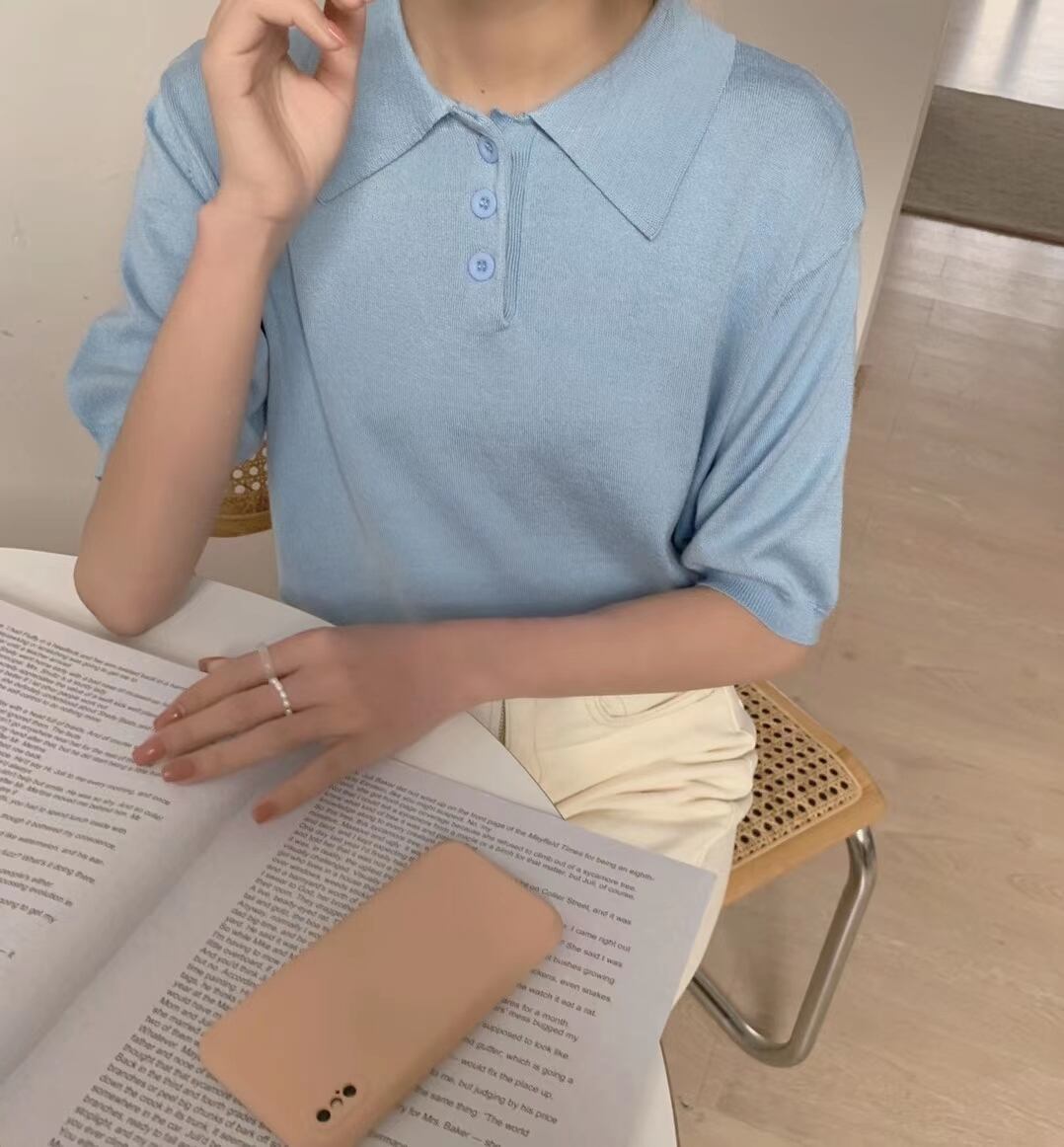 5分袖春ニット　AJ2205-619