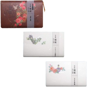 【特価処分】カミイソ 日本製 和紙 懐紙 美MONDE 懐紙 2点+ケース付1点 (鳥籠と薔薇・アンティーク・カメオと香水瓶) セット 20枚入×3