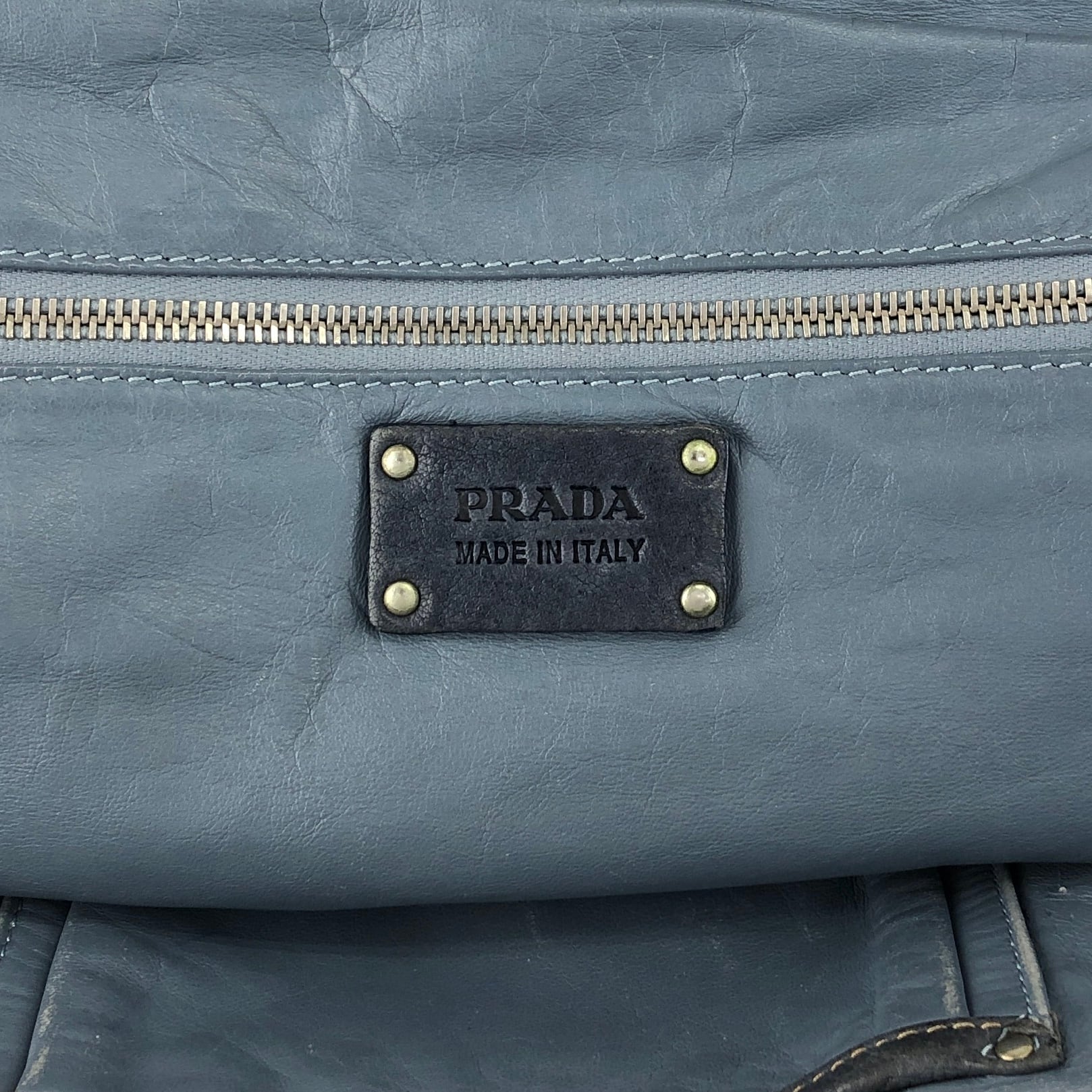 PRADA プラダ ハンドバッグ グレー トライアングルロゴ レザー がま口