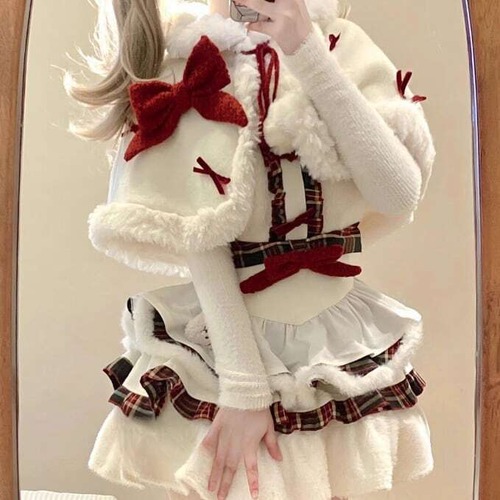 甘ロリ♡ケープ＆つけ袖付きもこもこセットアップ　wanpi150★