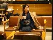 半巾帯 ［ 濃紺 × グレージュ ］