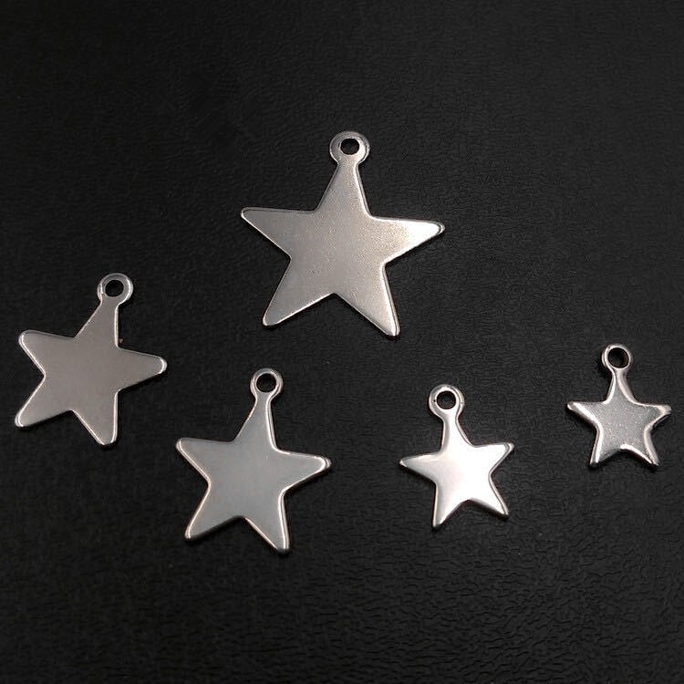 RiNma1095】ステンレス スターチャーム 星 プレート カン付き フラット