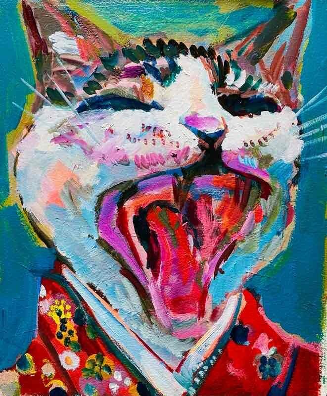 OIL COLOUR | 油彩画 #現代アート #犬 #猫
