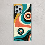 受注生産 iPhoneケース 同心円と波線のレトロ抽象｜レトロウェーブ CURV019C