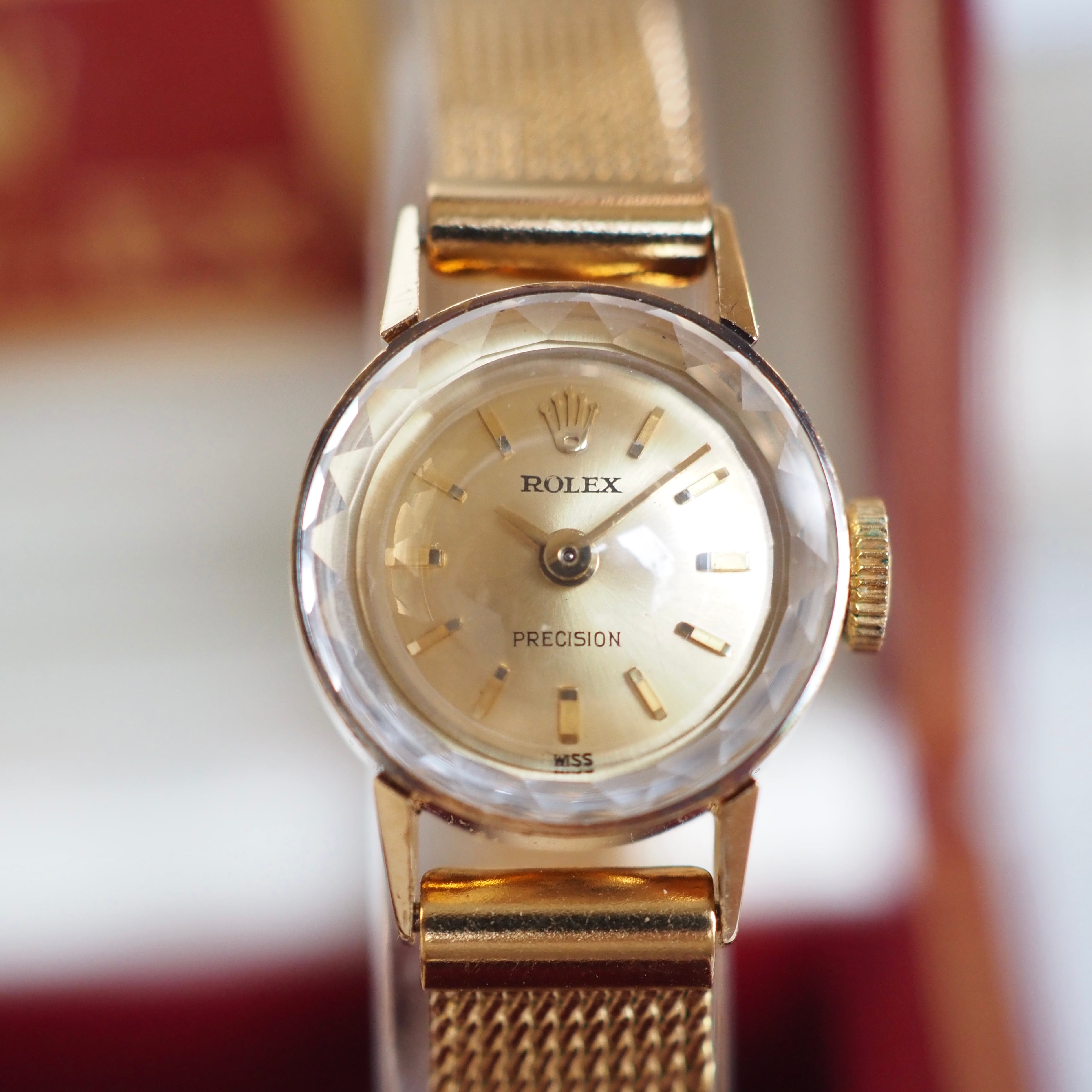 OH済 ROLEX ロレックス precision サファイアカットガラス ドレス