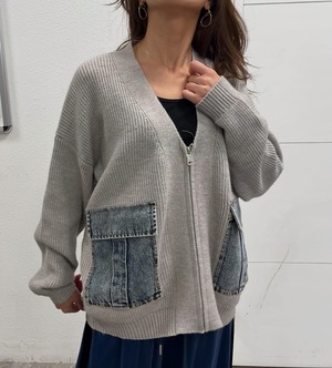 ロージー  Rosiee デニムポケットZipニットカーディガン