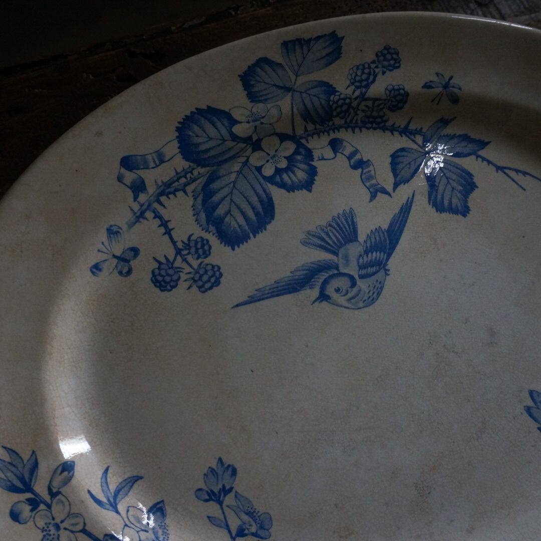 古いフランスの陶器オーバル皿