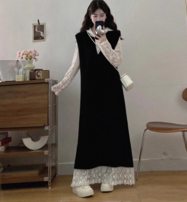 【送料無料】 ロングワンピ 2色 マキシ ゆったり ノースリーブ Vネック Aライン フレア プルオーバー 厚手生地 ニット エレガレース ント 可愛い 大人可愛い きれいめ シンプル カジュアル シック コンサバ 華やか 大人 上品 おしゃれ お洒落 無地 冬 レディース 女性用 ママ 20代 30代 40代 デート お出かけ 女子会 お呼ばれ 休日 お茶会 授業参観 着回し 普段使い ファッション コーデ スタイル 楽ちん 体型カバー 美脚 脚長 定番 着痩せ 垢抜け ママ服 ブラック グレー